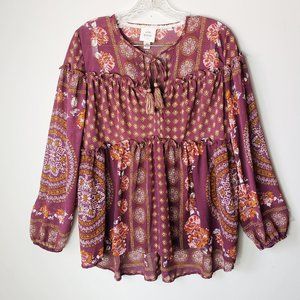 Knox Rose Boho Babe Long Sleeve Top